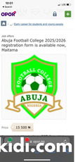 Abuja Football College, (AFC) 2025/26 Admission Form Is Out NOW